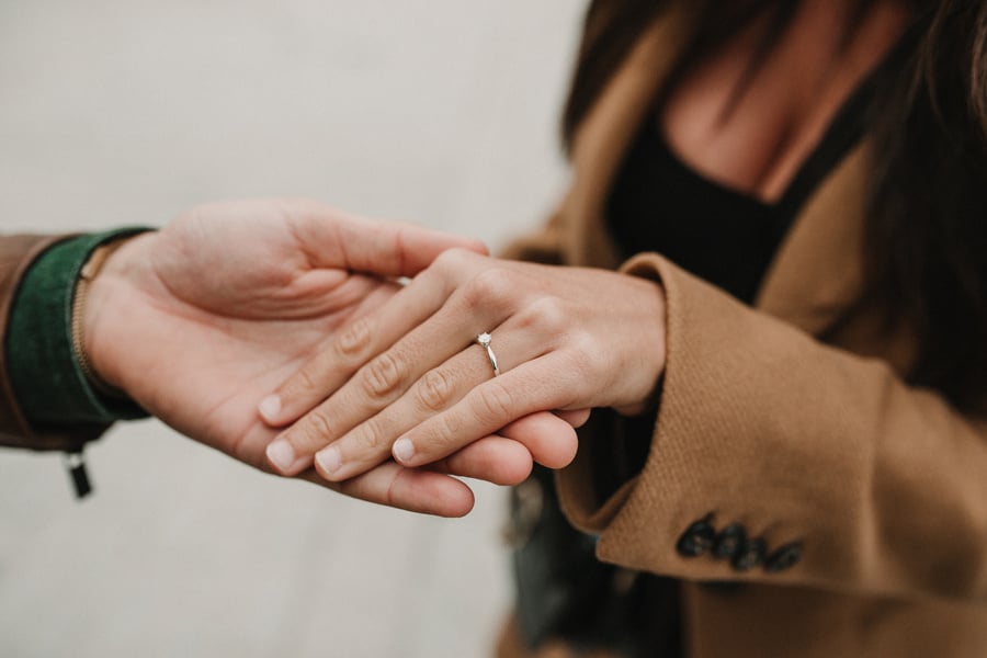 Woman's Hand with Engagement Ring